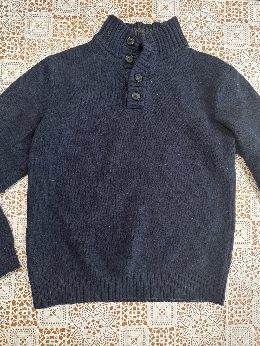 Old Navy Navy Wool Blend Mock Neck Button Sweater Men’s Large